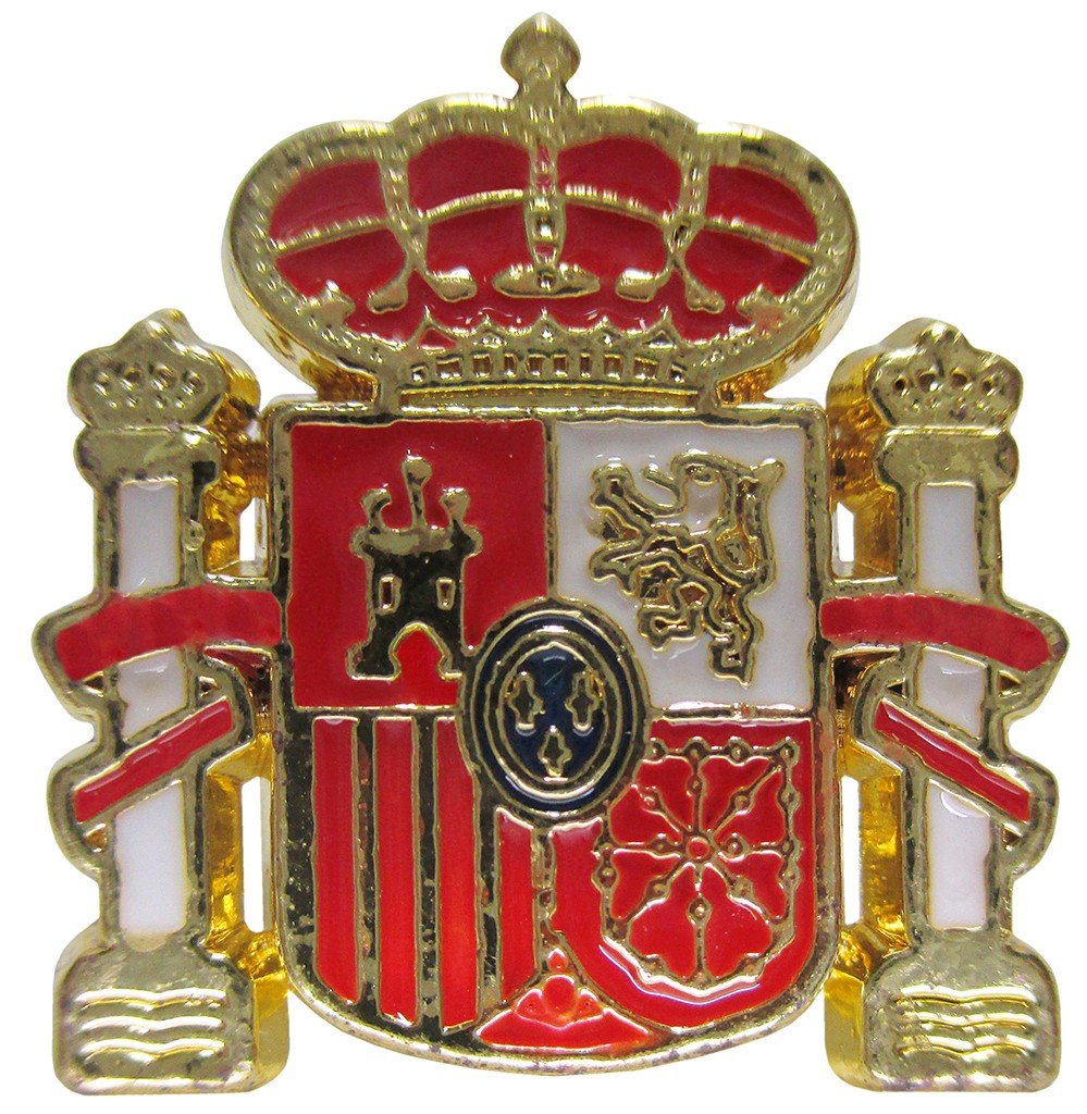 pin escudo de españa metal dorado y esmalte en colores