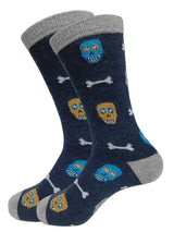 calcetines hombre lana calaveras azul marino