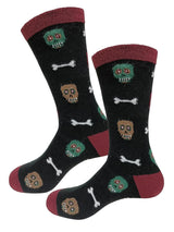 calcetines hombre lana calaveras negro