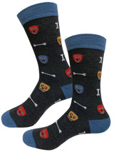calcetines hombre algodon gris oscuro calaveras