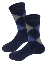 calcetines hombre lana termicos rombos azul marino