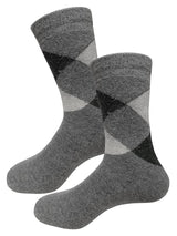 calcetines hombre lana termicos rombos gris claro