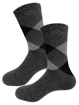 calcetines hombre lana termicos rombos gris oscuro