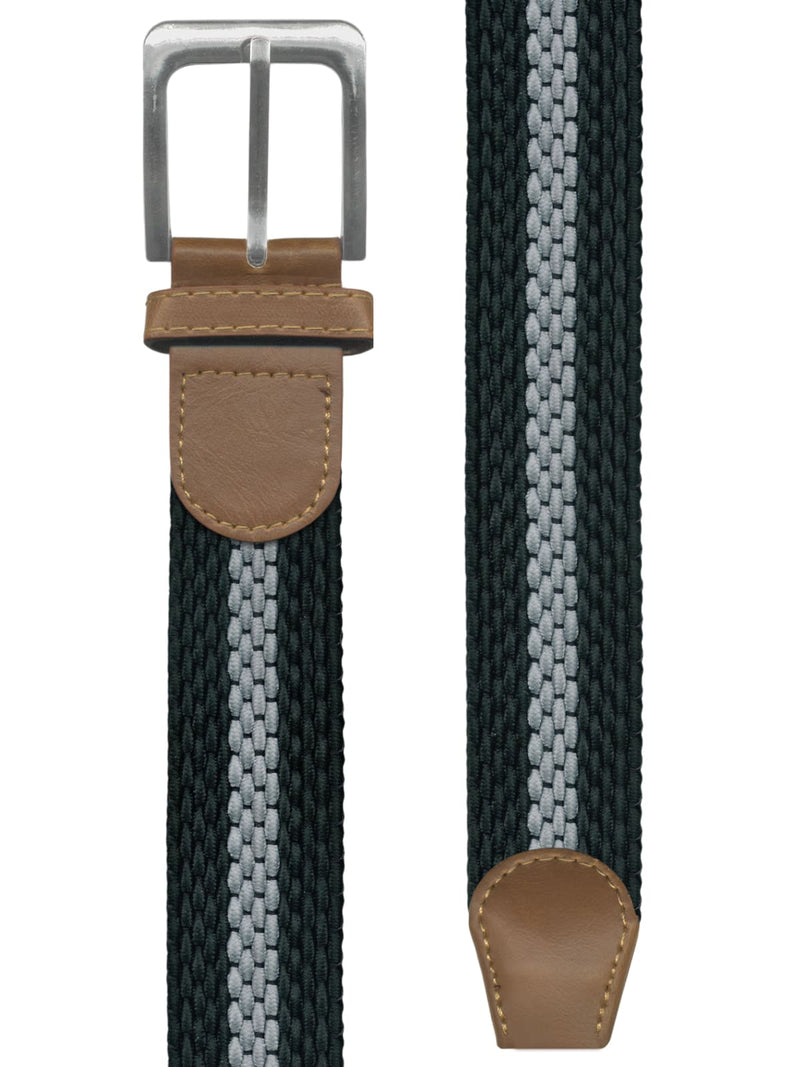 cinturon textil negro y gris