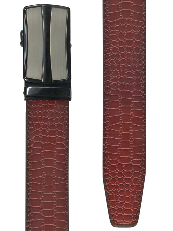 cinturon autoajustable piel serpiente burdeos