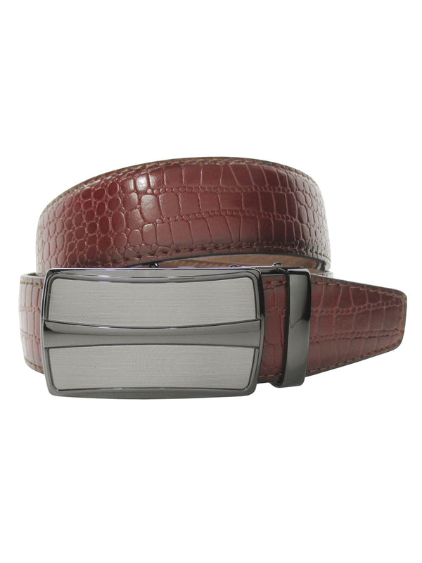 cinturon autoajustable piel serpiente burdeos