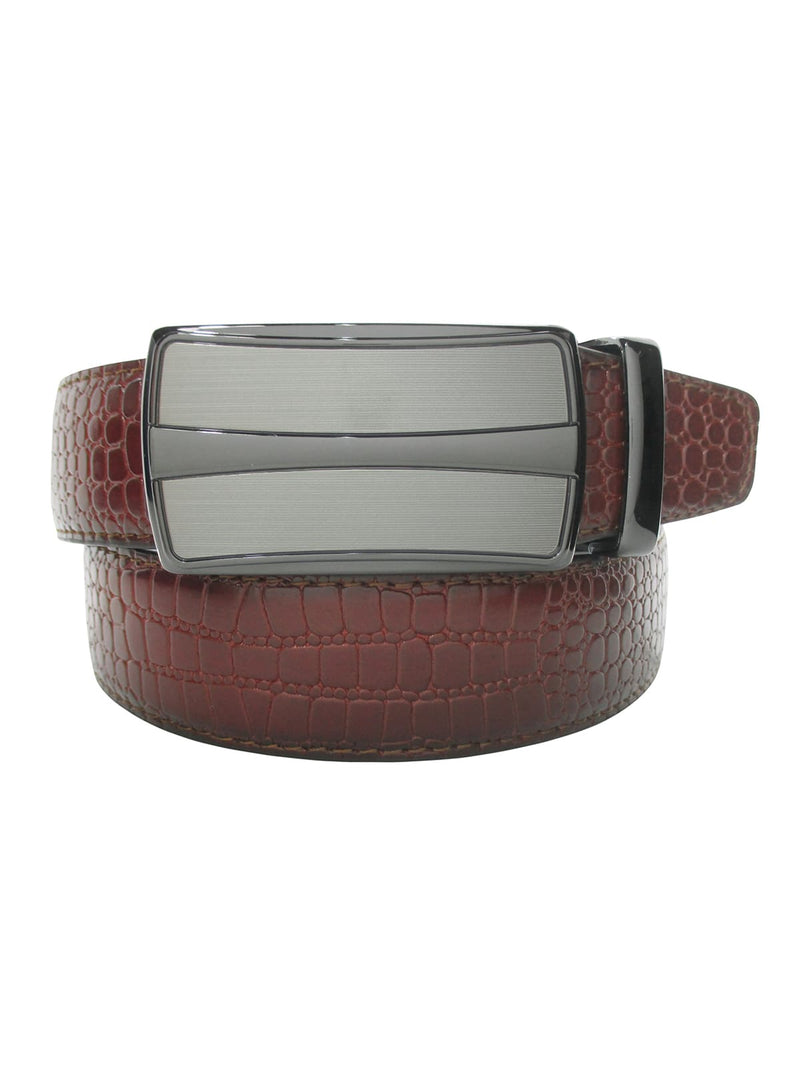 cinturon autoajustable piel serpiente burdeos