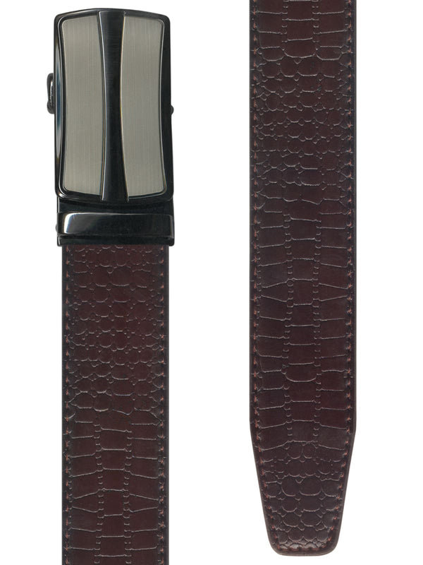 cinturon autoajustable piel serpiente marron