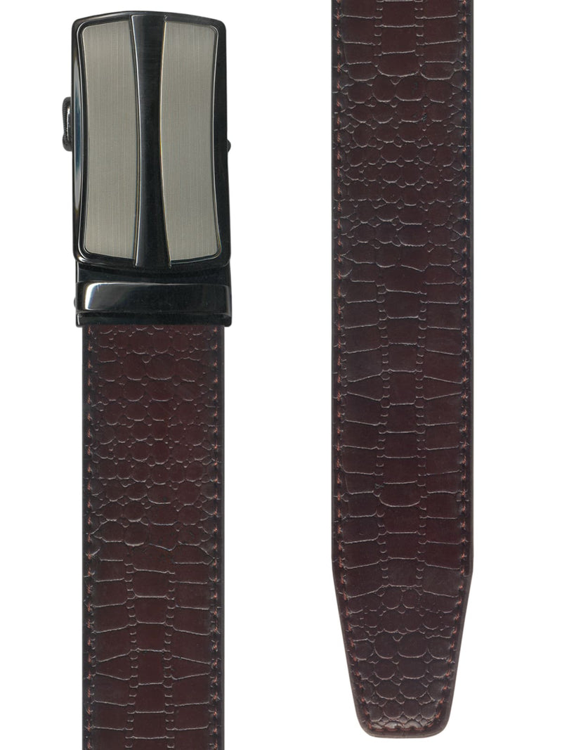 cinturon autoajustable piel serpiente marron