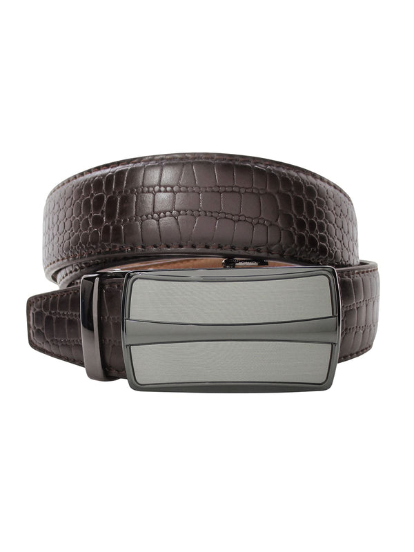 cinturon autoajustable piel serpiente marron