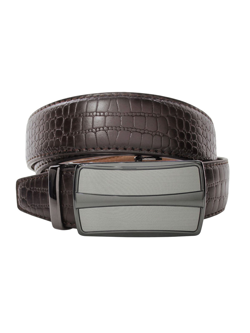 cinturon autoajustable piel serpiente marron