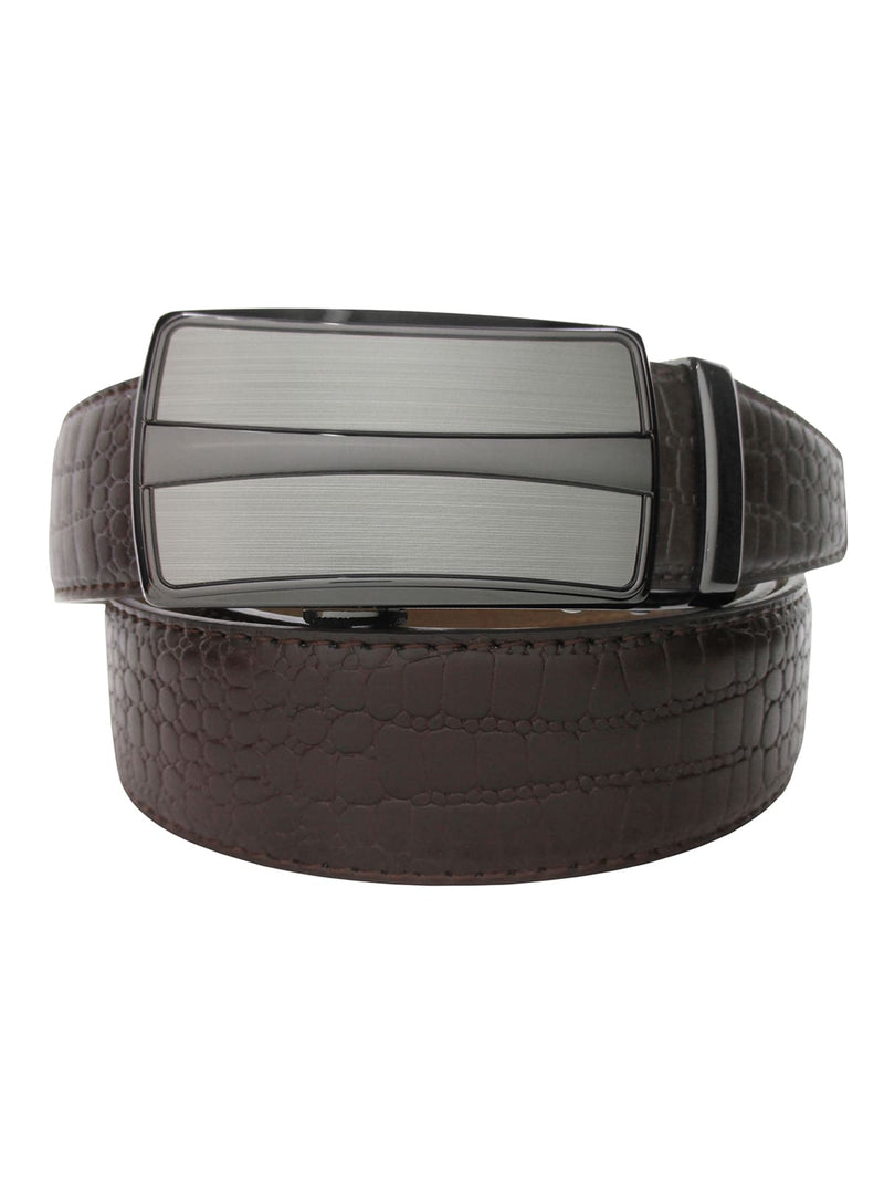 cinturon autoajustable piel serpiente marron