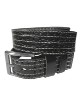 cinturon hombre piel calada negro pespuntes blancos