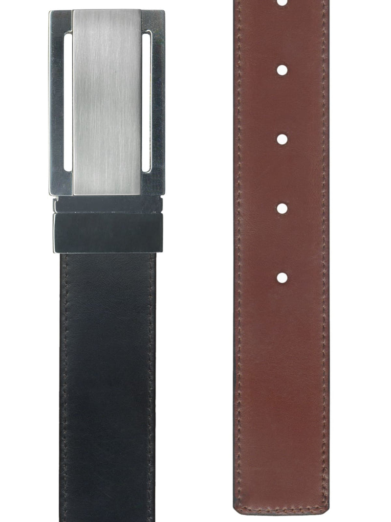 cinturon hombre piel chapon reversible marron y negro