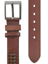 cinturon hombre piel doble trenza marron