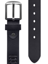 cinturon hombre piel doble trenza negro