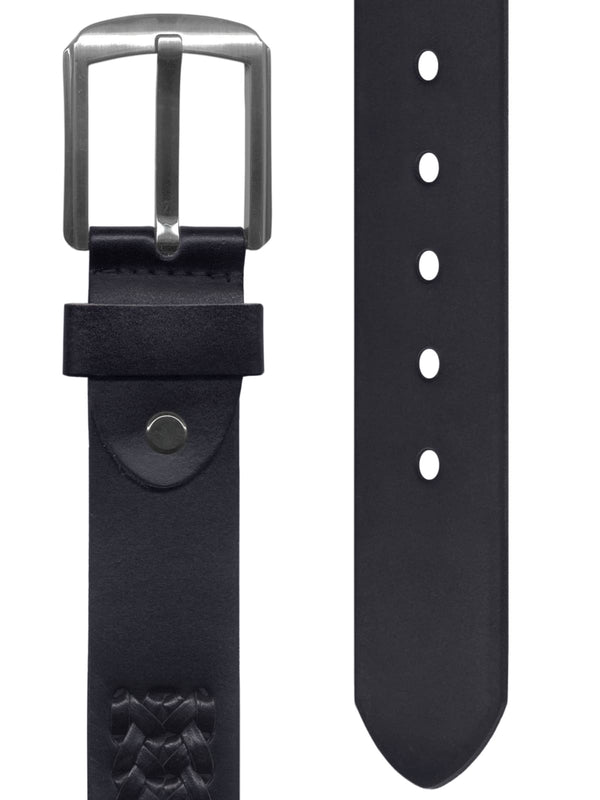 cinturon hombre piel doble trenza negro