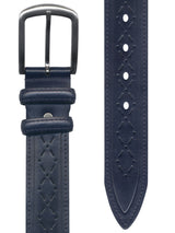 cinturon hombre piel semiperforada color azul