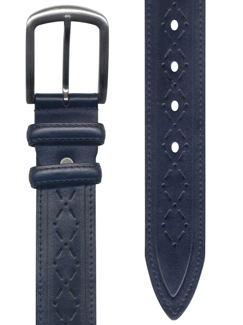 cinturon hombre piel semiperforada color azul