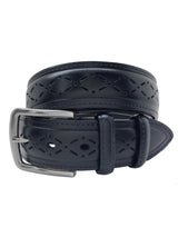 cinturon hombre piel semiperforada color azul