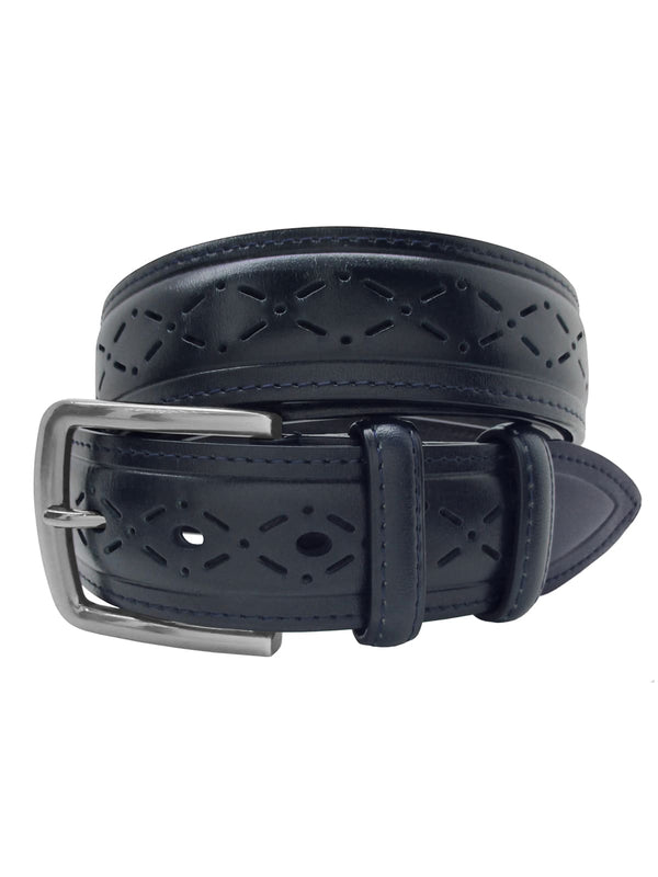 cinturon hombre piel semiperforada color azul