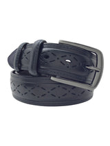 cinturon hombre piel semiperforada color azul