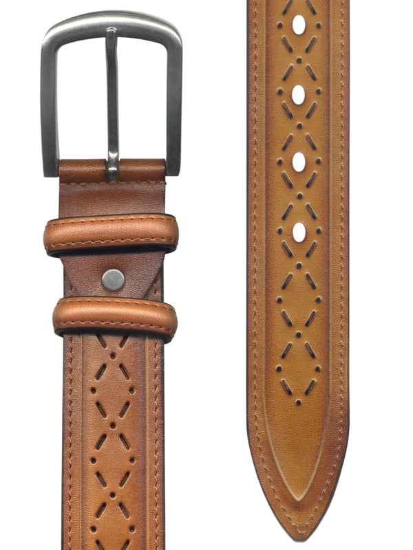 cinturon hombre piel semiperforada color cuero