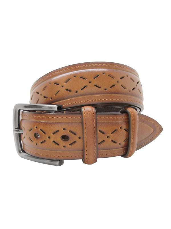 cinturon hombre piel semiperforada color cuero