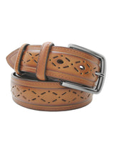 cinturon hombre piel semiperforada color cuero