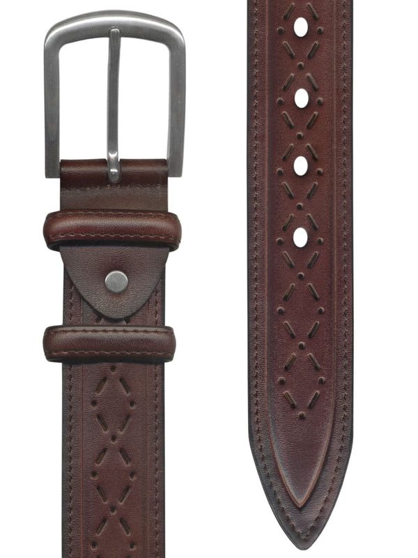 cinturon hombre piel semiperforada marron