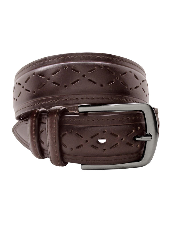 cinturon hombre piel semiperforada marron
