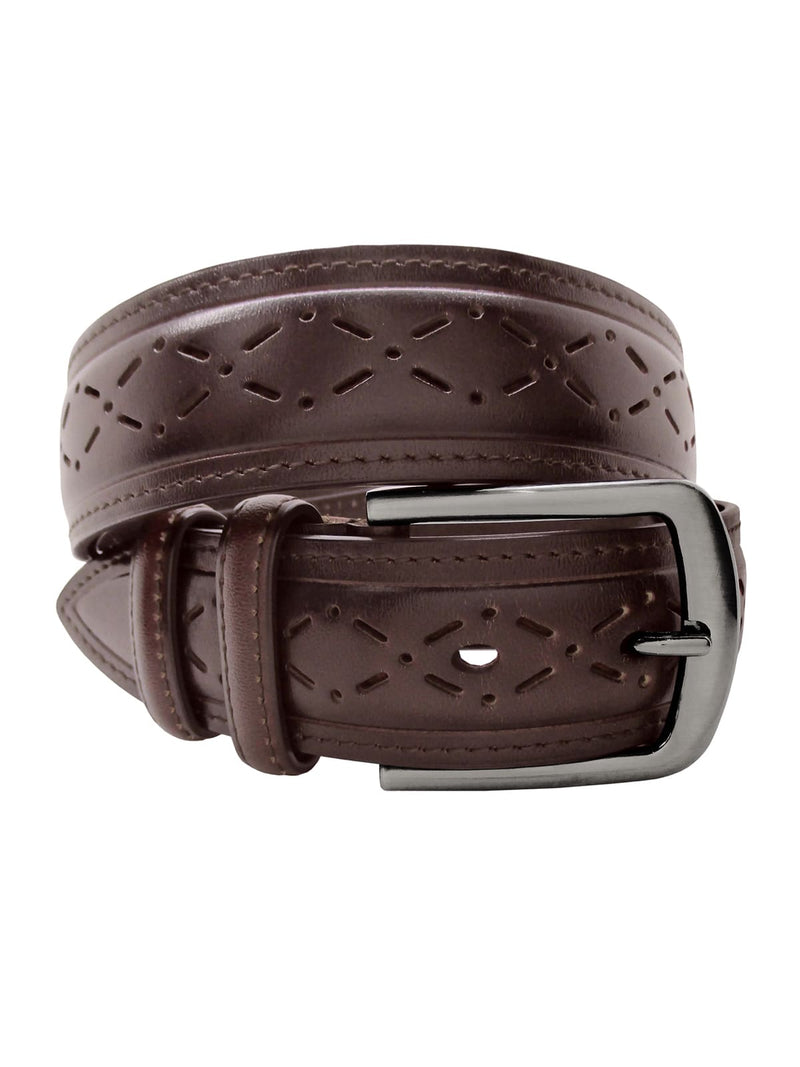 cinturon hombre piel semiperforada marron