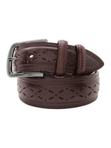 cinturon hombre piel semiperforada marron