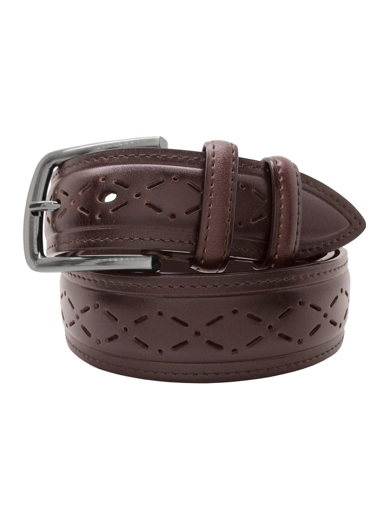 cinturon hombre piel semiperforada marron