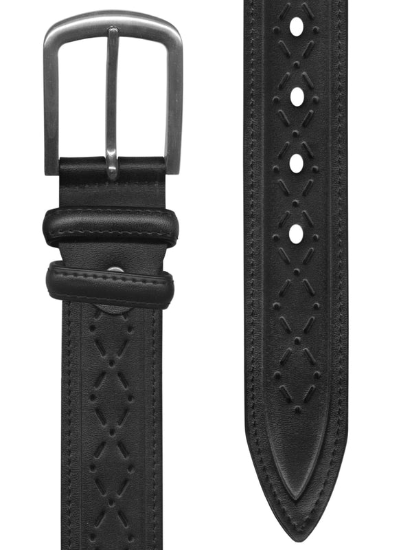 cinturon hombre piel semiperforada negro