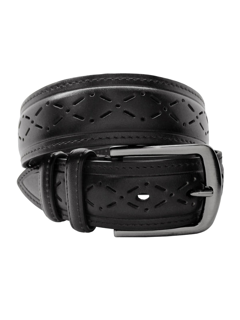 cinturon hombre piel semiperforada negro