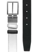 cinturon hombre piel reversible blanco y negro