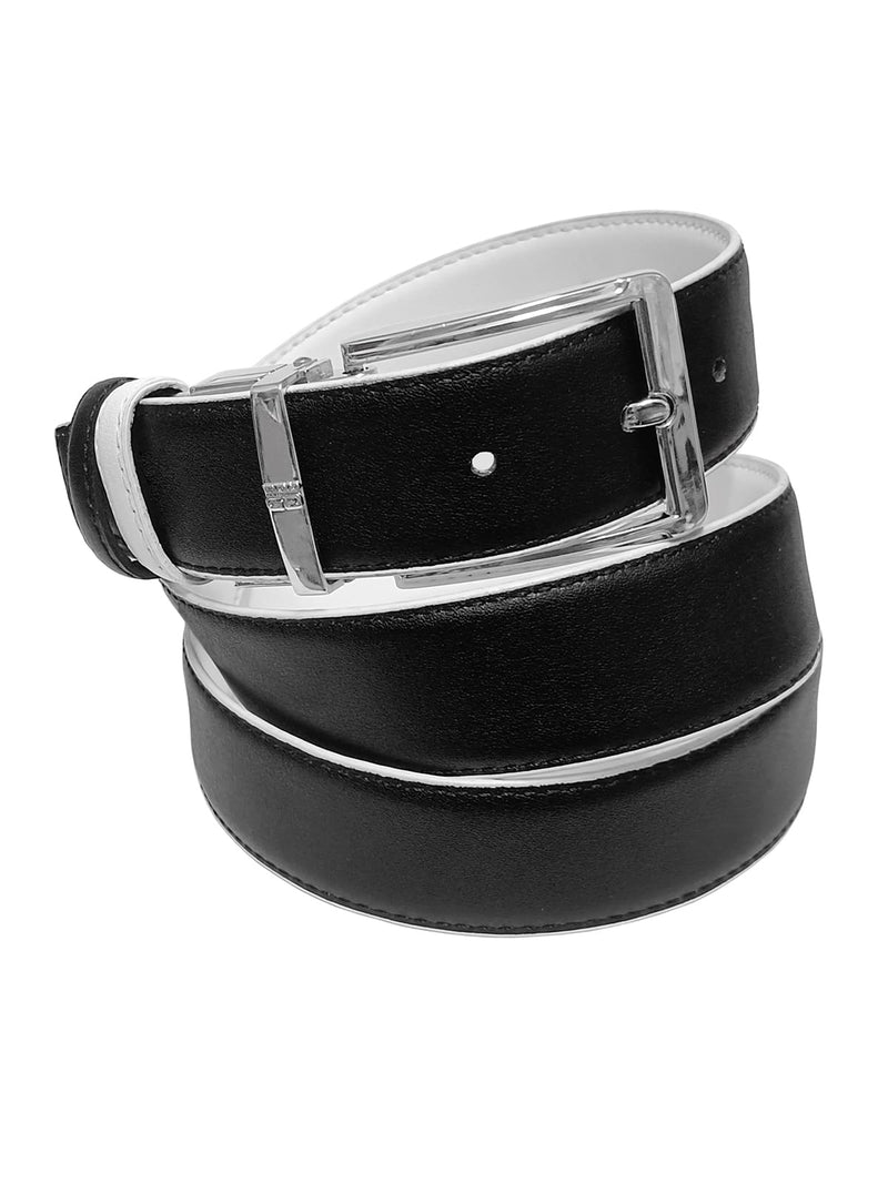 cinturon hombre piel reversible blanco y negro