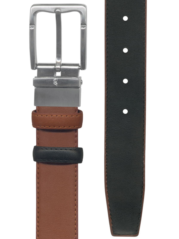 cinturon hombre piel reversible marron claro y negro