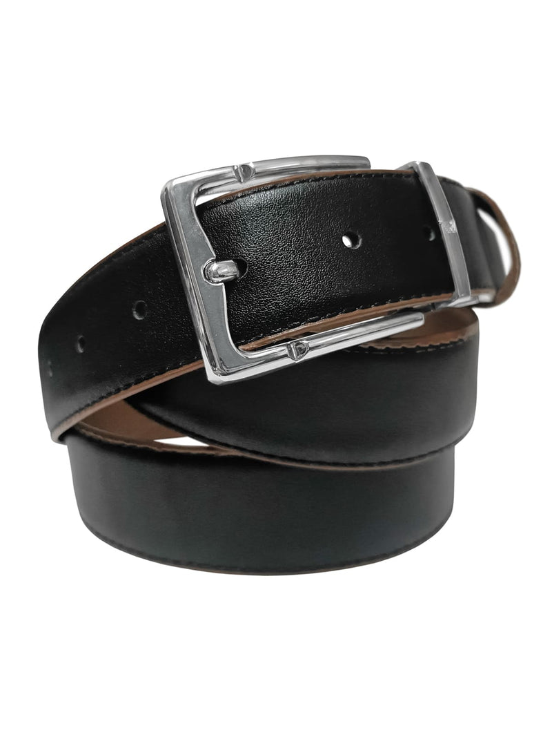 cinturon hombre piel reversible marron claro y negro