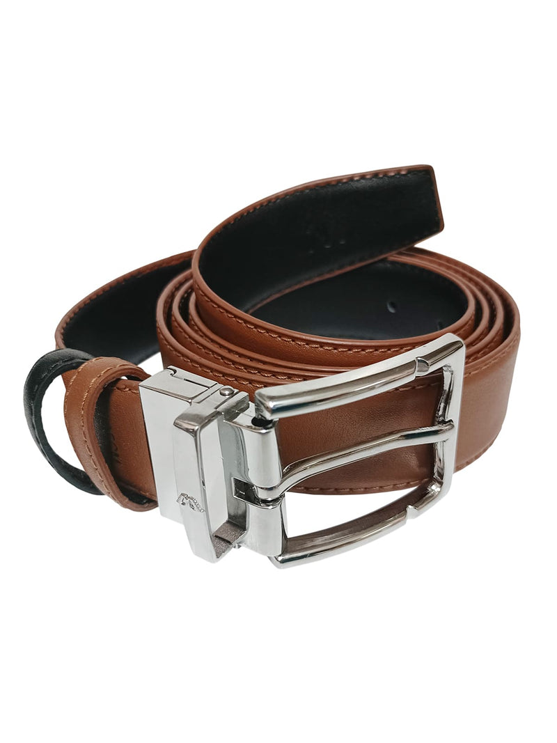 CINTURON HOMBRE PIEL CLASICO REVERSIBLE MARRON NEGRO 33mm