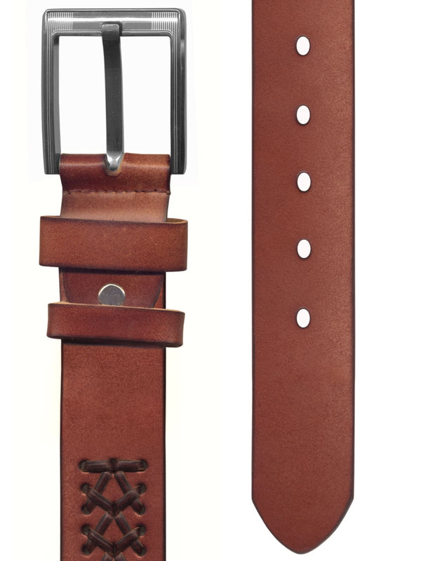 cinturon hombre piel trenza marron
