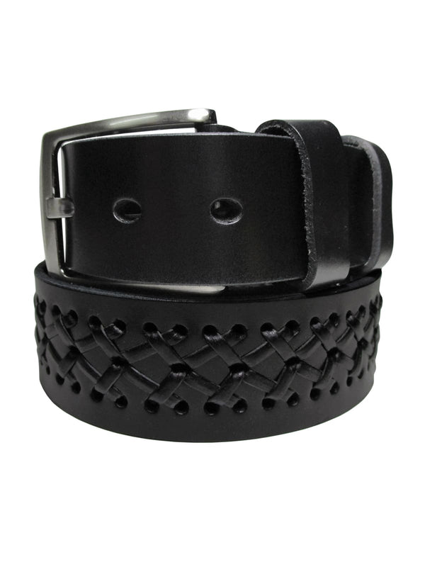 cinturon hombre piel trenza negro