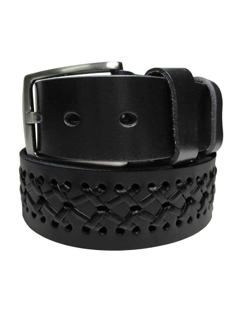 cinturon hombre piel trenza negro