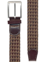 cinturon hombre trenzado piel algodon encerado marron