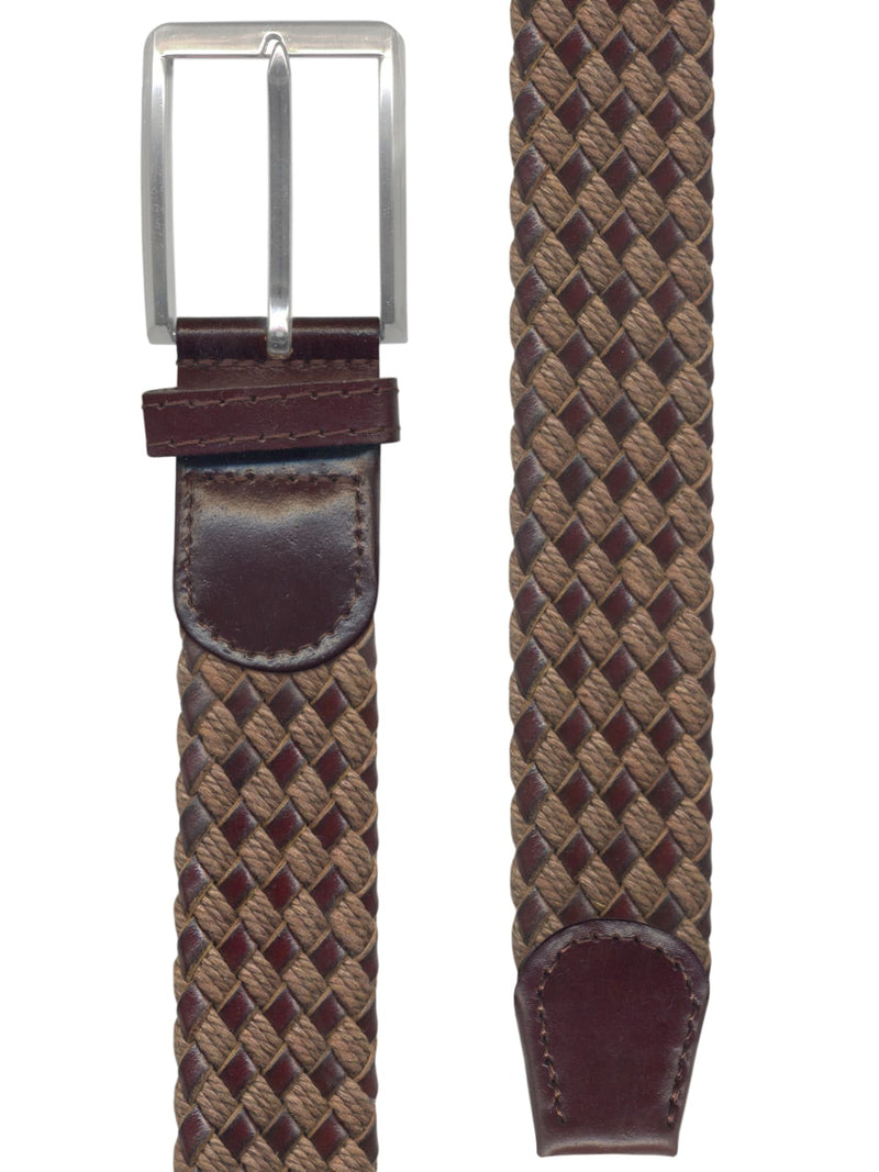 cinturon hombre trenzado piel algodon encerado marron
