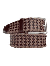 cinturon hombre trenzado piel algodon encerado marron