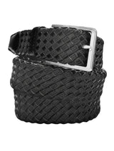 cinturon hombre trenzado piel y algodon encerado negro