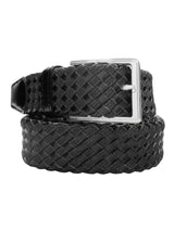 cinturon hombre trenzado piel y algodon encerado negro