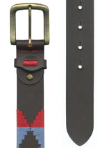 cinturon argentino piel rojo, celeste y marino